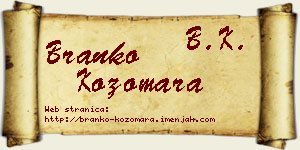 Branko Kozomara vizit kartica